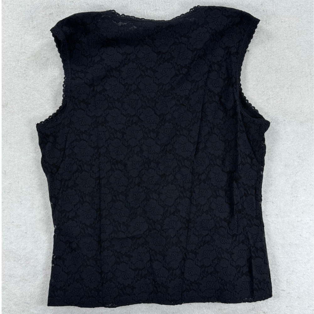 Kate Hill Petite Black Floral Lace Sleeveless Shell‎ Top PM - Picture 6 of 6